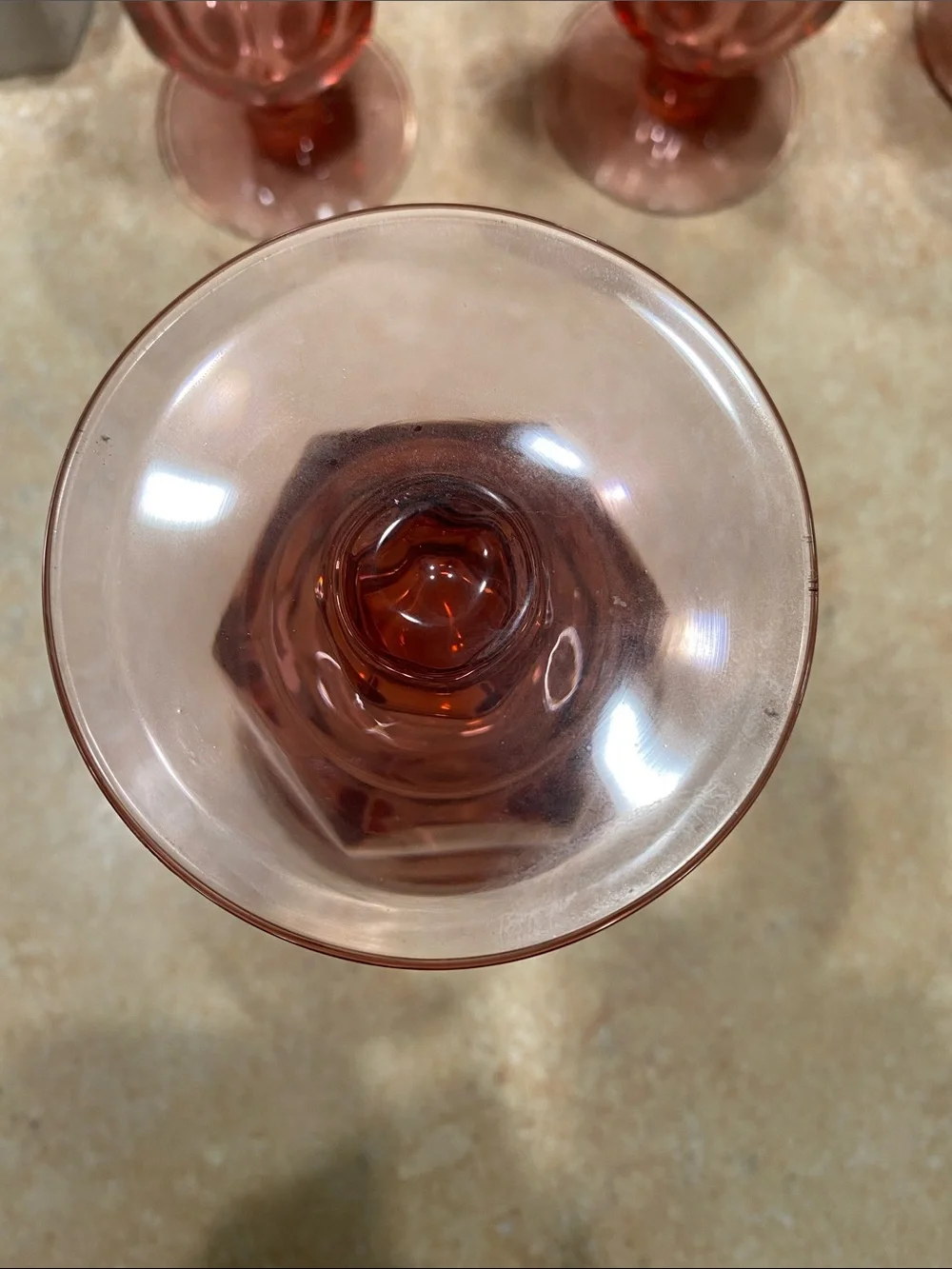 2 Imperial Glass OLD WILLIAMSBURG Pink 7.25” Ice Tea Glasses Vintage pressed